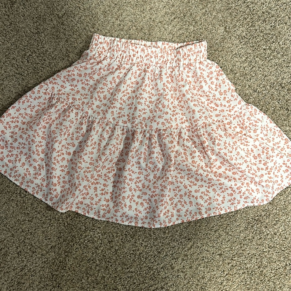 White and pink floral skirt